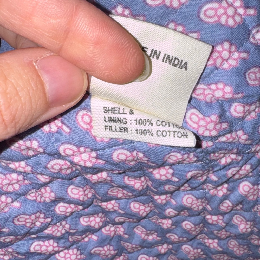 Fabindia Purple Floral Block Print 100% Cotton Quilted Button Front Jacket Large - Picture 5 of 10